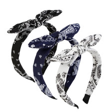 3 Packs Bow Headbands for Women Girls, Boho Paisley Knotted Hair Accessories, No
