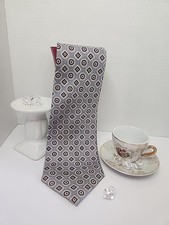 Stafford Men's Silk Geometric Neck Tie Gray/ Burgundy high quality, Luxury