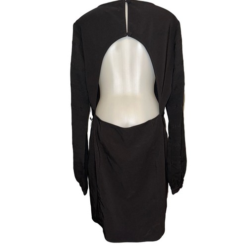 Revolve Privacy Please Black Size XL Sheer Arms Plunge Neck Open Back Dress - Picture 2 of 7