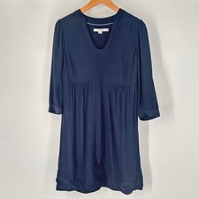 Boden Midi Dress Women’s Boho Fit & Flare Babydoll Tunic V-Neck Navy Blue 6R 