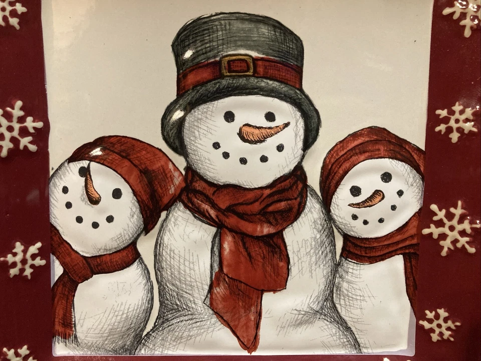 St. Nicholas Square Yuletide Snowman Red Cardinal Square Plate 10 1/8” - Image 2 of 4