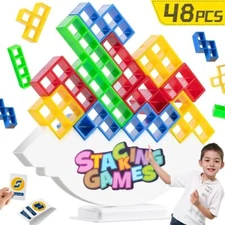 48PCS Tetra Tower Balance Stacking Blocks Puzzle Assembly Bricks Xmas Kids Gifts
