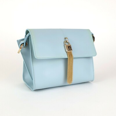 PATRIZIA PEPE Aria Crossbody Bag Tasche Schultertasche Kalbsleder Glacier Sky