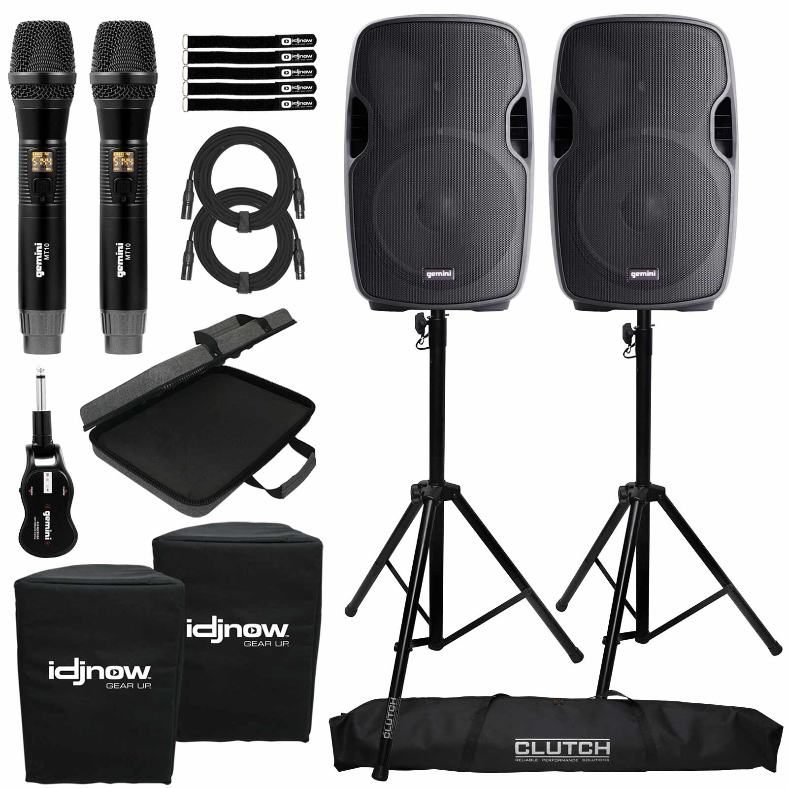 Громкоговорители Gemini 15 Bluetooth DJ PA с двумя беспроводными микрофонами в комплекте