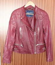 Jack Wills Habbick Leather Biker Jacket Oxblood Red Burgundy Rrp £298 Uk 10 New