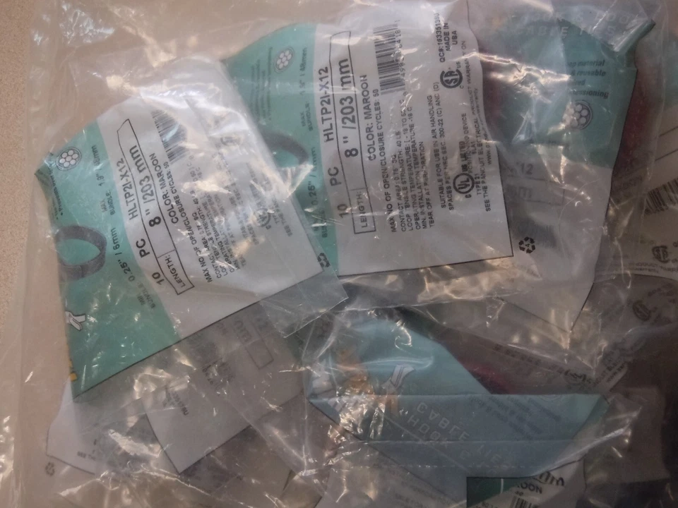 Panduit Hltp2i-X12 8" L Envoltura Gancho y Lazo Cable Lazo Granate Paquete 100 Foto 4 de 4