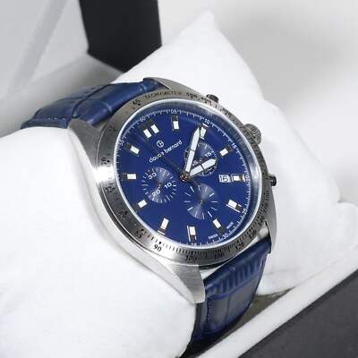 Claude Bernard Men's Blue Dial Stainless Steel Chronograph Watch 10247-3C-BUIN