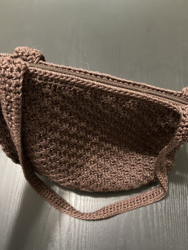 The Sak Crocheted Brown Womens Chocolate Knit Purse Braided Shoulder Hobo Bag - Picture 7 of 12