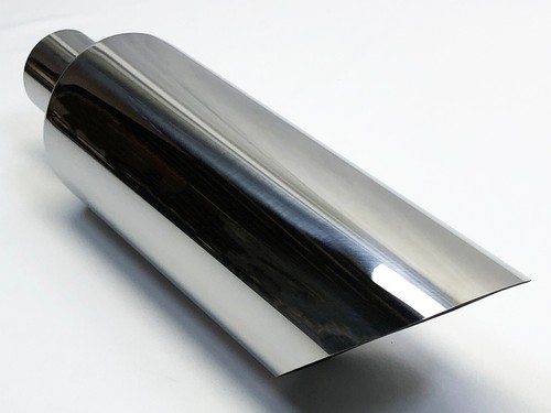 Exhaust Tip 2.50 Inlet 5.00 Outlet 18.00 Long Slant 304 Stainless Steel Chrom - Picture 2 of 7