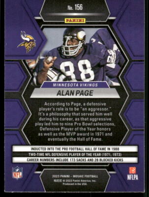 Alan ページ 2023 Panini Mosaic #156 Alan Page | eBay