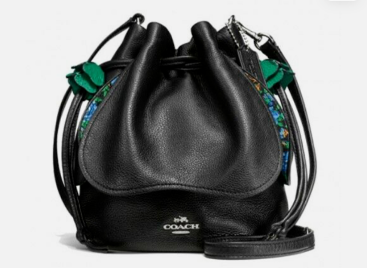 COACH F57543 Petal Pebbled Black Leather Bucket Drawstring Bag | eBay