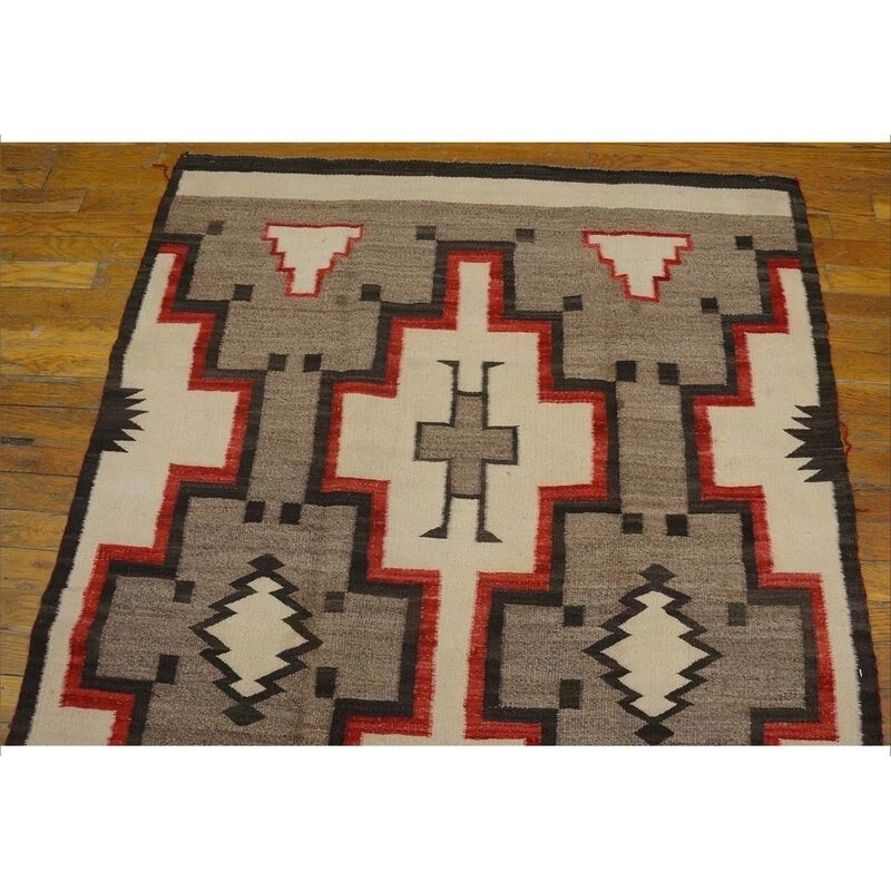 Southwestern Wool Navajo Rug Handmade Native American Style Aztec Large Area Rug - Image 3 of 4