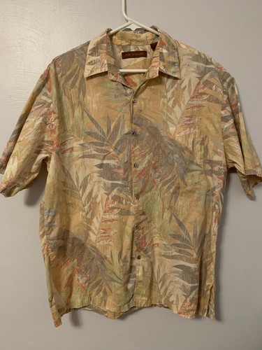 Tori Richard Hawaiian Shirt L Large Cotton Lawn Leaves Cruisewear Pastels Yellow - Picture 4 of 4