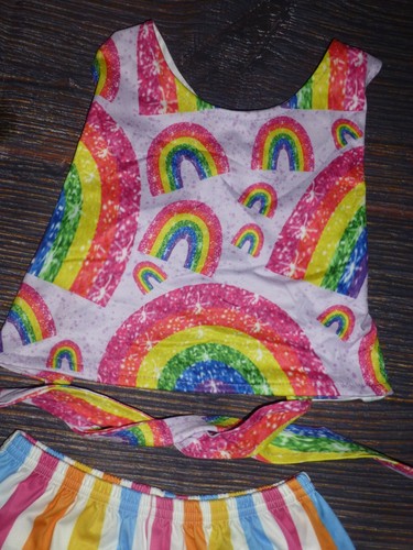 NEW Boutique Rainbow Crop Top & Bell Bottoms Outfit Set - Picture 3 of 5