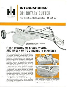 International 311 Rotary Cutter  sales flyer 2p IH 1966