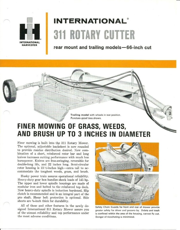 International 311 Rotary Cutter  sales flyer 2p IH 1966