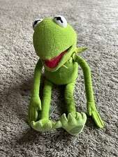 Vtg DISNEY STORE Authentic Stamped Muppets Kermit the Frog Plush 19 Green Z24
