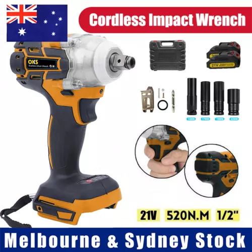 21V 1/2" Brushless Impact Wrench Rattle Gun Tool Battery Charger Socket Case Set