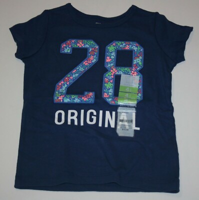New Carter's Girls 4 year Top ''28 Original'' Applique Flower Numbers Blue Tee