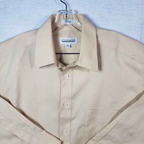 Joseph Feiss Mens Dress Shirt XL XLarge 16.5 Beige Long Sleeve Button Up Cotton - Picture 3 of 9