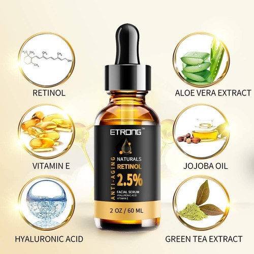 Retinol Serum 60 ml. Hochfestes Anti-Aging Serum Mit 2,5% Retinol Hyaluronsäure - Bild 2 von 5
