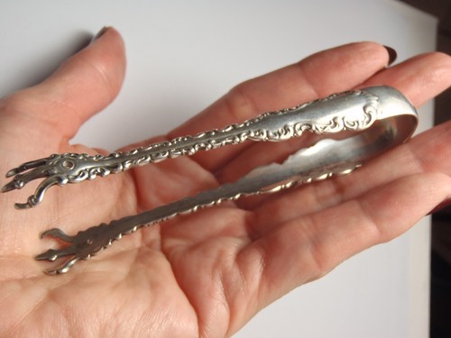 Antique 1891 LOUIS XV WHITING - GORHAM SILVER Sugar Tongs Sterling Silver 4" - Picture 11 of 23