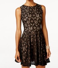 CITY STUDIO Juniors Dress Sz. 3 Black Lace Skater Fit n Flare Party Sleeveless 