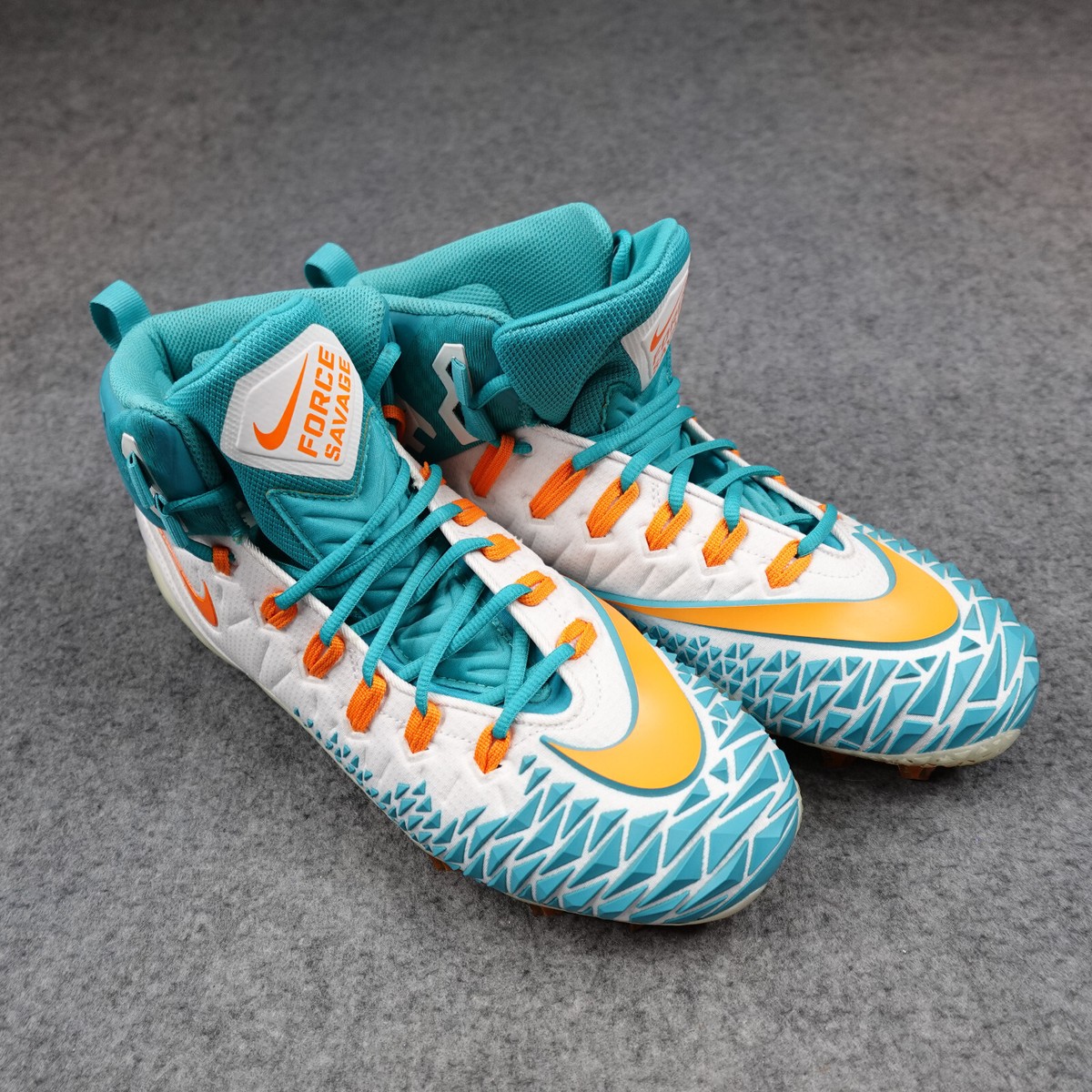 Miami Dolphins Cleats Mens Size 11.5 Aqua Orange NFL Nike