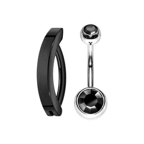 2 PIEZAS Barra Curvada Titanio 14G Clicker Inverso Ombligo Anillo Ombligo Joyería - Imagen 12 de 12