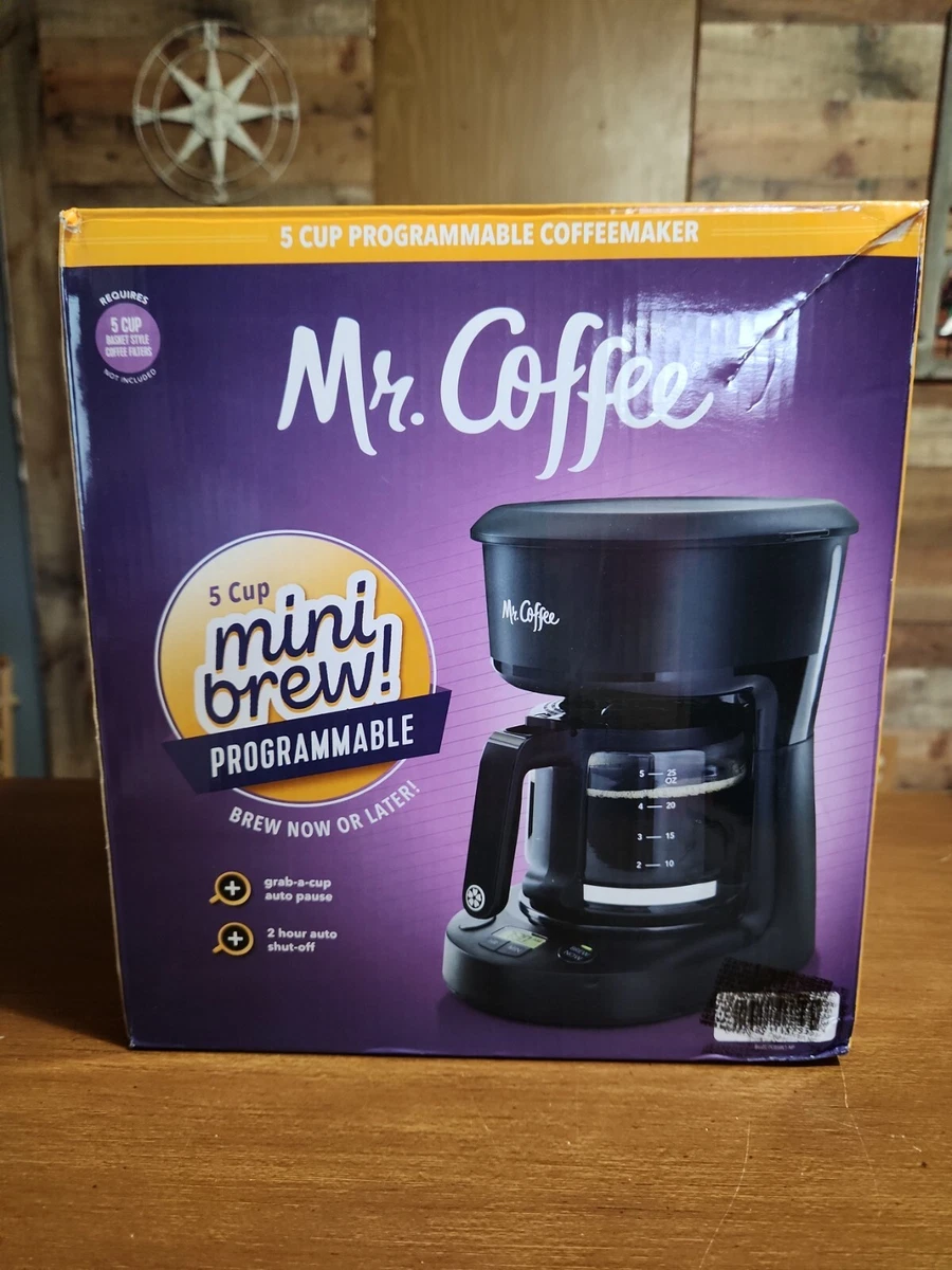 Mr. Coffee 5-Cup Programmable Coffee Maker, 25 oz. Mini Brew, Brew Now or  Later