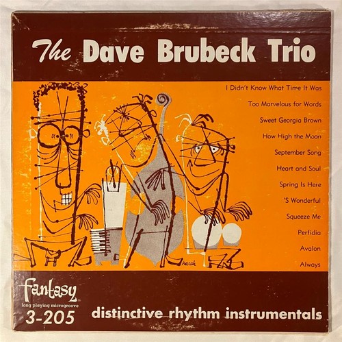 Dave Brubeck Trio~Distinctive Rhythm Instrumentals 1956 12" Fantasy 3-205 Mono - Picture 2 of 5