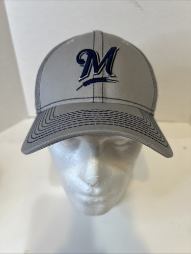 Milwaukee Brewers New Era Gray Navy NEO 39THIRTY Flex Fit Size L/XL Hat Cap - Picture 1 of 13