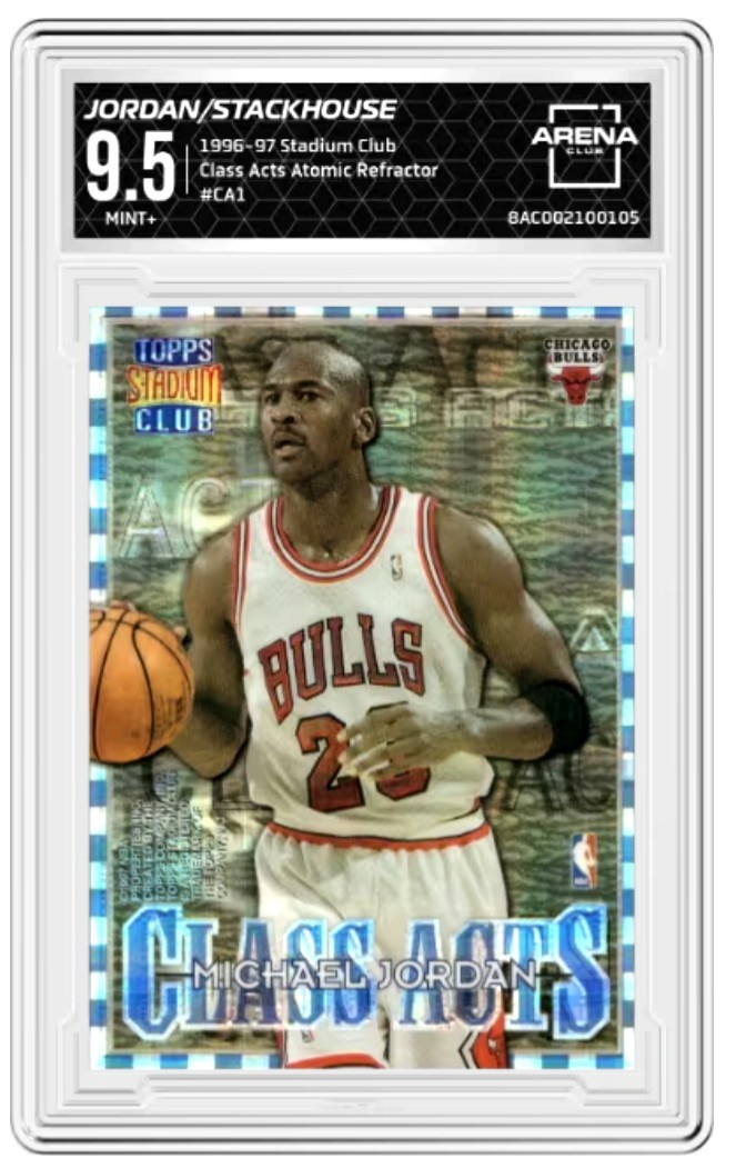 1996 Topps Stadium Club Class Acts Michael Jordan Atomic Refractor #CA1