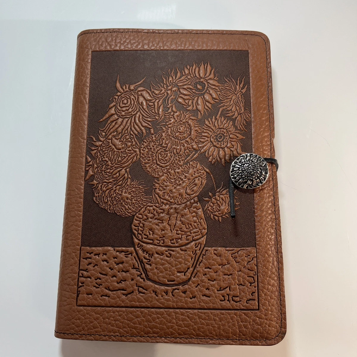 OBERON ☆ レザージャーナル カバー ピューターボタン スケッチブック付 Oberon Design Leather Journal Cover, Diary, Hokusai Wave