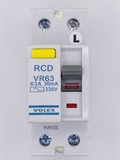 Volex VR63 63A 30mA RCD Double Pole 230V BS EN 61008 Consumer Unit