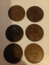 6x King George 5th old pennies random dates