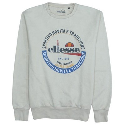 Ellesse Herren Sweatshirt weiß Grafik Logo Rundhals Gr. M