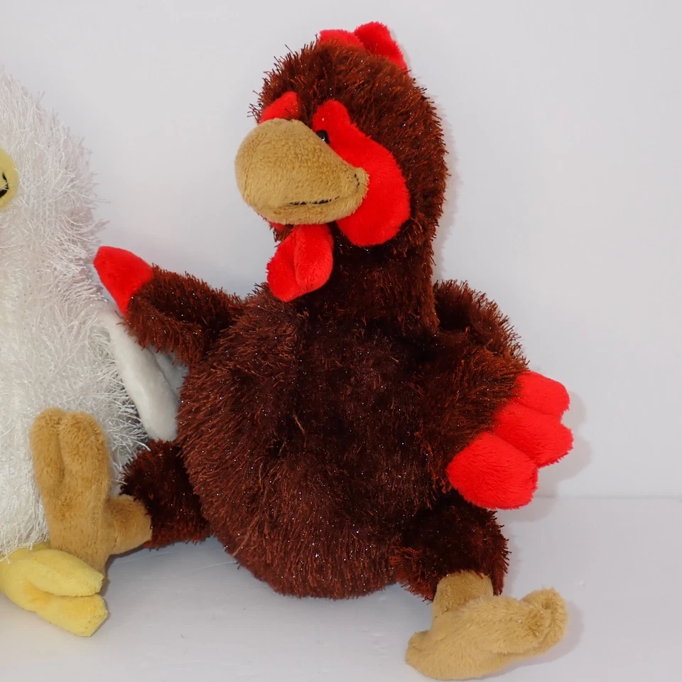 2 Lot Webkinz Ganz 10 in Brown Rooster HM346 White Chicken HM205 Plush No Tags - Image 3 of 4