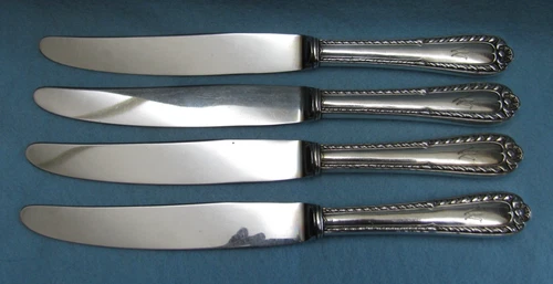 4 Vintage Sterling Silver Knives International Co "Gadroon" Pattern, Monogram W