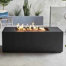 Covewood 58 Inch Rectangular Aluminum Propane Fire Pit in Charcoal by BBQGuys