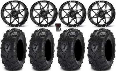 ITP Tornado 14'' Wheels Black 28'' Mud Lite II Tires Kawasaki Brute Force IRS