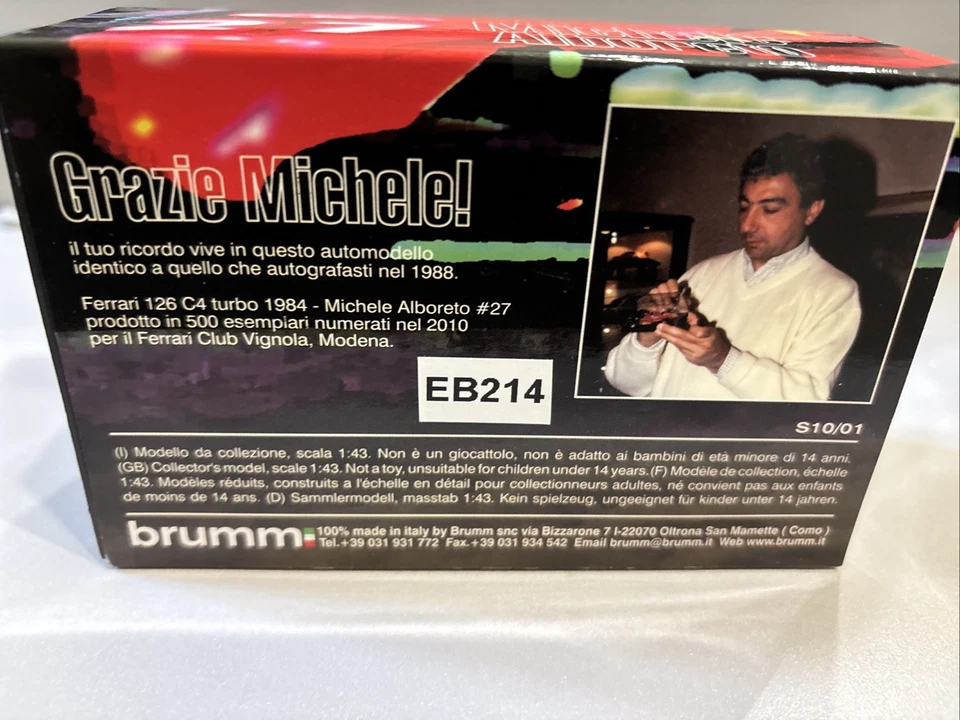 Brumm S10/01 Ferrari 126C4 Turbo 1984 Alboreto #27 Ferrari Club Vignola Modena - Immagine 3 di 3