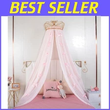Delicate Waterproof Princess Bed Canopy - Metal Crown & Cute Bow-Knots included