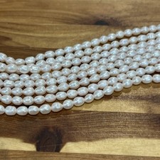 Old Stock Natural 4mm White Pink FreshWater Pearl Loose Beads 16in Strand