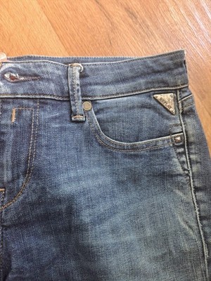 REPLAY Pearl Damen Jeans Blau Denim Straight Leg Gr. 32 W76 L80