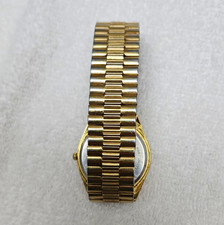 Pulsar Quartz Men's Gold Tone Bracelet Watch White Dial Arabic Day/Date