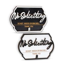 No Soliciting Sign for House Funny - 2 Pack Small No Soliciting Sign for House