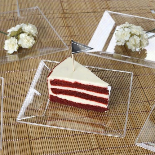 10 pk Plastic 6" CLEAR Square PLATES Disposable TABLEWARE Party Wedding SALE - Picture 1 of 3