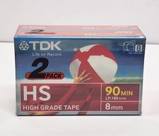 TDK 8mm HS 90 Video Cassette X2 Brand New  Sealed LP:180 SP:90 Blank PP5-90HSEQ