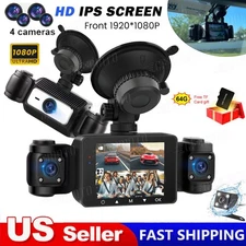 4 Channel Dash Cam Driving Recorder G-Sensor Car Front+Rear Inside Cam 1080P HD